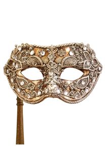 maskworld Colombina macrame argento con bastone - Venetian Mask