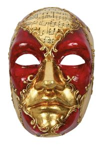 maskworld Volto Maschile schacchi rosso musica - Venetian Mask
