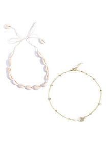 2Pcs Shell Faux Pearl Necklace Set