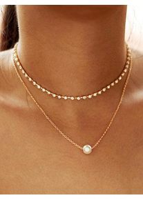 Faux Pearl Rhinestone Layered Necklace