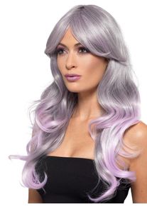 Smiffys Ombre longhair wig grey-purple
