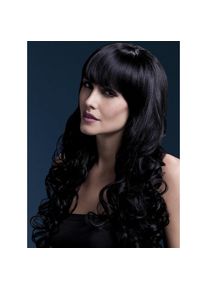 Smiffys Lange Soft Curls Perücke mit Scheitel schwarz
