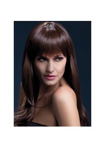 Smiffys Long feather cut with pony wig brown
