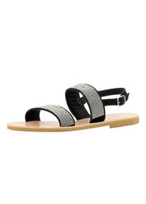 Evita Dames Sandalen met riem zwart / zilver 35