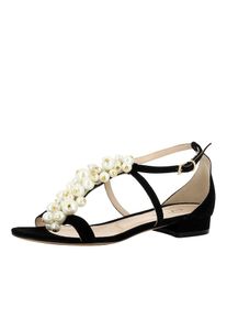 Evita Dames Sandalen met riem 'SALVINA' zwart / wit 34