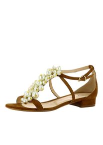 Evita Dames Sandalen met riem 'SALVINA' cognac / wit 34