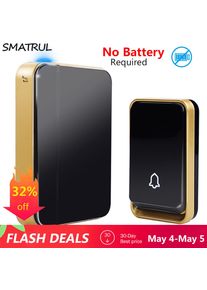 Smatrul Zelf Aangedreven Draadloze Deurbel Waterdicht Geen Batterij Eu Uk Plug Smart Home Deurbel Chime 1 Zender 1 2 ontvanger