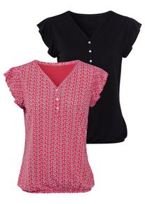 Lascana Dames Blouse donkerroze / zwart XS
