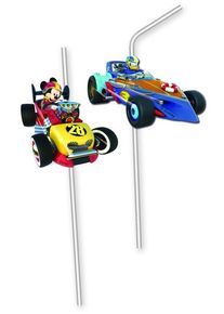 Procos 6 pailles de pilote de course Mickey 24cm