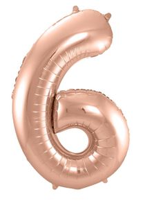 Folat Folieballong nummer 6 roséguld 86cm