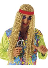 Widmann Perruque cheveux longs hippie blonde avec serre-tête