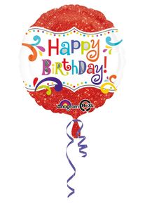 Amscan Ballon anniversaire paillettes rouges