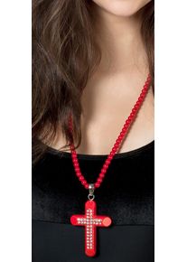 Collana di perle rosse con pendente a croce (10er Multipack)