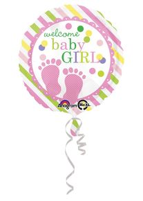 Amscan Ballon en aluminium rayé Bienvenue bébé fille
