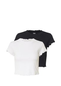 Urban Classics Kvinnor T-shirt svart / vit Storlek XS