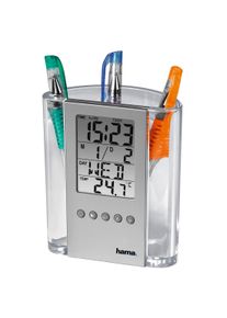 Hama , LCD-Thermometer und Stifthalter , silberfarben , Silber
