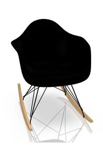 Eames Plastic Arm Rocking Chair chaise à bascule RAR Vitra Érable jaunâtre - Noir - Deep black