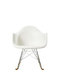 Eames Plastic Arm Rocking Chair chaise à bascule RAR Vitra Érable jaunâtre - Chromé - Blanc