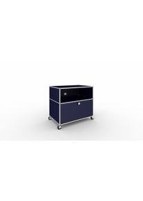 USM Haller TV Möbel auf Rollen stahlblau