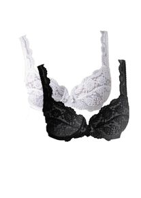 Petite Fleur, Damer, BH, Sort / Hvid, Størrelse 95