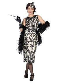 maskworld 20s evening dress cream-black | halloween costume
