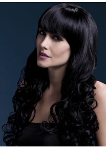 Smiffys Lange Soft Curls Perücke mit Scheitel schwarz