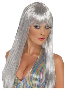 Smiffys Disco Glitter Perücke silber