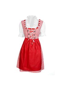 maskworld Dirndl con grembiule a quadri bianchi e rossi