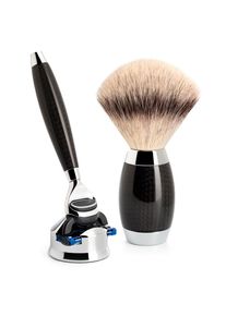 Mühle Glasshütte Mühle - Rasierset Silvertip Fibre + Gillette Fusion Griffmaterial aus Carbon