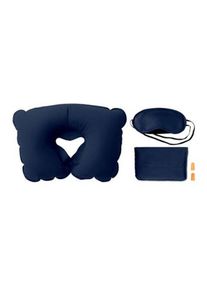 Objet publicitaire Set oreiller, masque, bouchons | bleu | Personnalisable avec votre logo