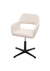 Esszimmerstuhl HWC-A50 IV, Stuhl Küchenstuhl, Retro höhenverstellbar Drehmechanismus ~ Kunstleder creme, Fuß schwarz