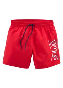 s.Oliver, Mænd, Badeshorts, Rød / Hvid, Størrelse M