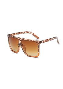 S17027 Unisex Retro Sunglasses General Large Square Gradient Color Lens - Leopard Print