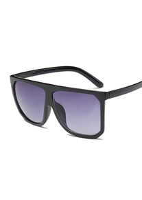 S17027 Unisex Retro Sunglasses General Large Square Gradient Color Lens - Black + Gray