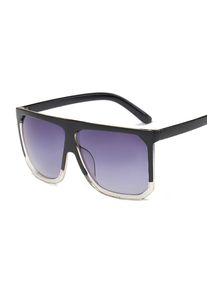 S17027 Unisex Retro Sunglasses General Large Square Gradient Color Lens - Black + Transparent