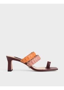 Leather Pleated Strap Mules