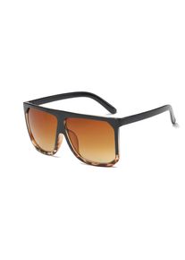 S17027 Unisex Retro Sunglasses General Large Square Gradient Color Lens - Black + Brown