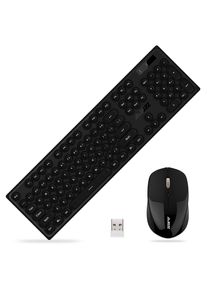 Ajazz 335I 2.4G Wireless Keyboard Mouse Kit (104 Keys Retro Round Keycap Membrane Keyboard + 2.4G Wireless Mouse) - Black