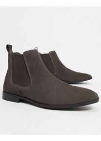 ASOS DESIGN chelsea boots in grey suede with black sole