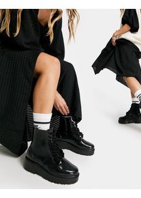 ASOS DESIGN Generate lace up wellie boots in black