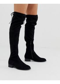 Public Desire Elle flat over the knee boots in black