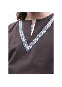 Medieval Braided Tunic Ailrik , short-sleeved, brown L
