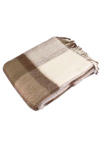 Sheepwool blanket brown chequered 130x200cm