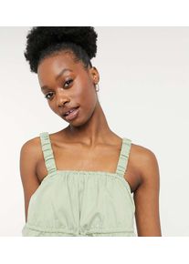 Fashion Union Exclusive beach ruched crop in grass green co-ord