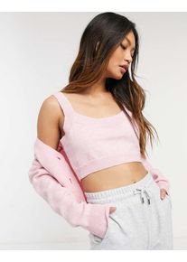 Fashion Union fluffy knit mini bralet co-ord-Pink