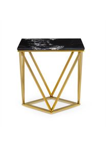 BESOA Black Onyx II, dohányzóasztal, 50 x 55 x 35 cm (SZ x M x M), márvány, arany/fekete