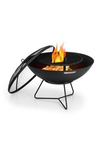 Blumfeldt Orbit, 3 az 1-ben acél tűzrakóhely, Ø 60 cm, 40 cm grill, asztal, fekete