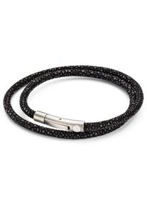 Fischleder Store Armband Rochenleder-Edelstahl Schwarz