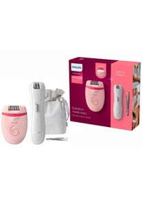 Philips Epilierer »brp531/00«, Satinelle Essential Inkl. Mini-Epilierer Und Pinzette rosa, Entfernt Haare an der Wurzel - für wochenlang glatte Haut