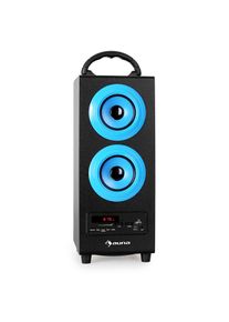 Auna , Bluetooth Lautsprecher Radio USB SD AUX UKW/MW MP3 Akkubetrieb , blau , LED-Display, AUX und Tragegriff